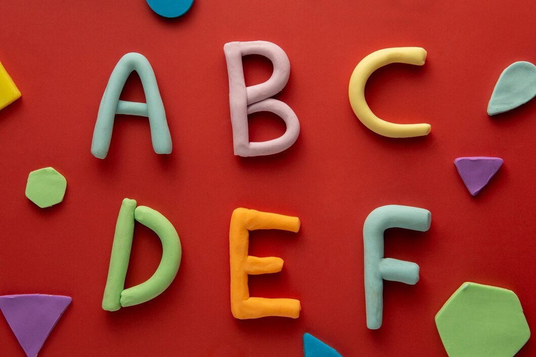 playdough art with letters top view 23 2149600827